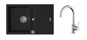 StrongSinks S3 Set sink Vardar 780,780x500mm,gran.black+mixer tap Rhona,chr.