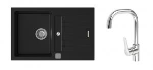 StrongSinks S3 Set dřez Vardar 780 780x500mm granit černá + Baterie Garonne chr.