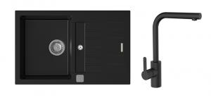 StrongSinks S3 Set dřez Vardar 780 780x500mm granit černá + Baterie Ipoly černá