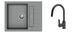 StrongSinks S3 Set sink Vardar 615,615x500mm,gran.grey+mixer tap Loira,black