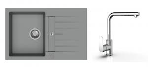 StrongSinks S3 Set dřez Vardar 780 780x500mm granit šedá + Baterie  Stréva chr.
