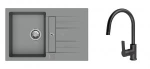 StrongSinks S3 Set dřez Vardar 780 780x500mm granit šedá + Baterie Loira černá