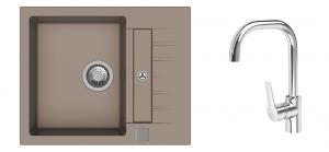 StrongSinks S3 Set sink Vardar 615,615x500mm,gran.brown+mixer tap Garonne,chr.