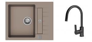 StrongSinks S3 Set sink Vardar 615,615x500mm,gran.brown+mixer tap Loira,black