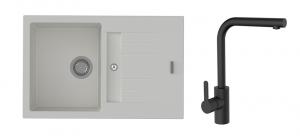 StrongSinks S3 Set dřez Vardar 780 780x500mm granit bílá + Baterie Ipoly černá