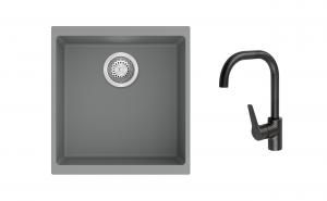 K-StrongSinks S3 Set dřez Hron 430x460mm granit šedá + Baterie Garonne černá