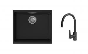 K-StrongSinks S3 Set dřez Hron 530x460mm granit černá + Baterie Loira černá