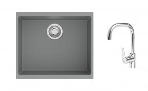 K-StrongSinks S3 Set dřez Hron 530x460mm granit šedá + Baterie Garonne chrom