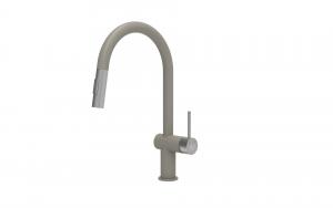 StrongSinks S3 Sink mixer tap Neris with pull-out sprayer, beige+ss satin