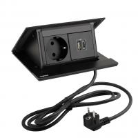 LEGRAND prise électrique PopUp, 1x 230V Schuko, chargeur USB A+C, noir mat