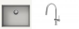 K-StrongSinks S3 Set dřez Ipel 560x510mm granit bílá + Baterie Neris celonerez
