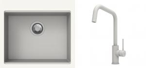 K-StrongSinks S3 Set dřez Ipel 560x510mm granit bílá + Baterie Arda bílá