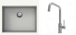 K-StrongSinks S3 Set dřez Ipel 560x510mm granit bílá + Baterie Arda nerez