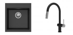 K-StrongSinks S3 Set dřez Ipel 460x510mm granit černá + Baterie Neris černá