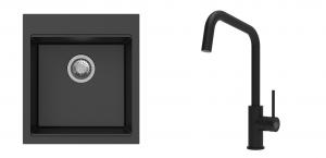K-StrongSinks S3 Set dřez Ipel 460x510mm granit černá + Baterie Arda černá