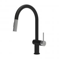StrongSinks S5 Sink mixer tap Neris with pull-out sprayer U, black, steel