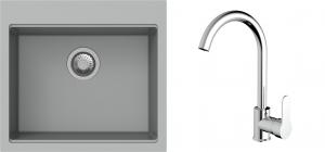 K-StrongSinks S3 Set dřez Ipel 560x510mm granit šedá + Baterie Seina chrom