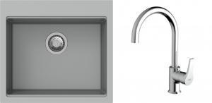 K-StrongSinks S3 Set dřez Ipel 560x510mm granit šedá + Baterie Rhona chrom