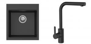 K-StrongSinks S3 Set dřez Ipel 460x510mm granit černá + Baterie Ipoly černá