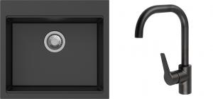 K-StrongSinks S3 Set dřez Ipel 560x510mm granit černá + Baterie Garonne černá