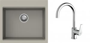 K-StrongSinks S3 Set dřez Ipel 560x510mm granit béžová + Baterie Rhona chrom