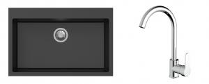 K-StrongSinks S3 Set dřez Ipel 780x510mm granit černá + Baterie Seina chrom