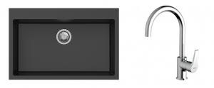K-StrongSinks S3 Set dřez Ipel 780x510mm granit černá + Baterie Rhona chrom