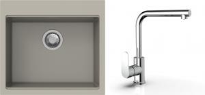 K-StrongSinks S3 Set dřez Ipel 560x510mm granit béžová + Baterie  Stréva chrom