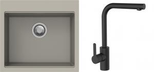 K-StrongSinks S3 Set dřez Ipel 560x510mm granit béžová + Baterie Ipoly černá