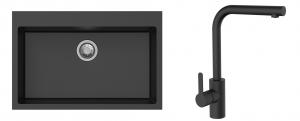 K-StrongSinks S3 Set dřez Ipel 780x510mm granit černá + Baterie Ipoly černá