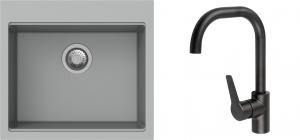 K-StrongSinks S3 Set dřez Ipel 560x510mm granit šedá + Baterie Garonne černá