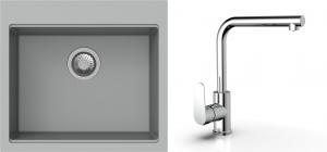 K-StrongSinks S3 Set dřez Ipel 560x510mm granit šedá + Baterie  Stréva chrom