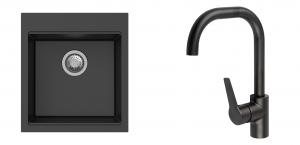K-StrongSinks S3 Set dřez Ipel 460x510mm granit černá + Baterie Garonne černá