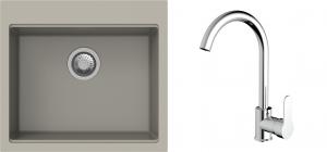 K-StrongSinks S3 Set dřez Ipel 560x510mm granit béžová + Baterie Seina chrom