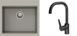 K-StrongSinks S3 Set dřez Ipel 560x510mm granit béžová + Baterie Garonne černá