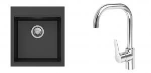 K-StrongSinks S3 Set dřez Ipel 460x510mm granit černá + Baterie Garonne chrom