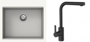 K-StrongSinks S3 Set dřez Ipel 560x510mm granit bílá + Baterie Ipoly černá