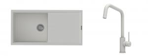 K-StrongSinks S3 évier granit Labe 1000x500mm blanc + robinet Arda blanc