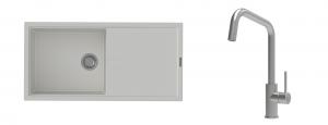 K-StrongSinks S3 évier granit Labe 1000x500mm blanc + robinet Arda inox