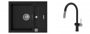 K-StrongSinks S3 évier granit Vardar 615x500mm noir + robinet Neris noir/inox