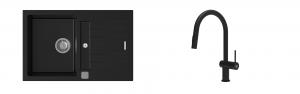 K-StrongSinks S3 évier granit Vardar 780x500mm noir + robinet Neris noir