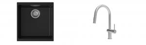 K-StrongSinks S3 évier granit Hron 430x460mm noir + robinet Neris inox