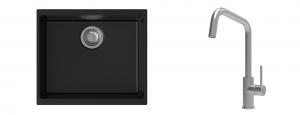 K-StrongSinks S3 évier granit Hron 530x460mm noir + robinet Arda inox