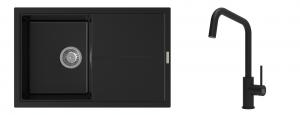 K-StrongSinks S3 évier granit Labe 780x500mm noir + robinet  Arda noir