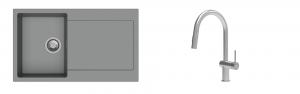 K-StrongSinks S3 évier granit Zala 860x500mm gris + robinet Neris inox