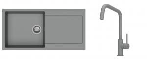 K-StrongSinks S3 évier granit Zala 1000x500mm gris + robinet Arda gris