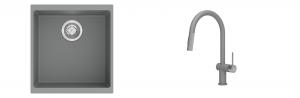 K-StrongSinks S3 évier granit Hron 430x460mm gris + robinet Neris gris