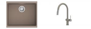 K-StrongSinks S3 évier granit Hron 530x460mm beige + robinet Neris beige
