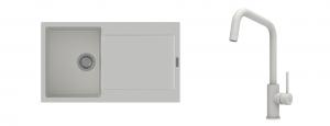 K-StrongSinks S3 évier granit Zala 860x500mm blanc + robinet Arda blanc