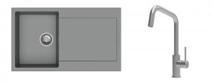 K-StrongSinks S3 évier granit Zala 860x500mm gris + robinet Arda inox